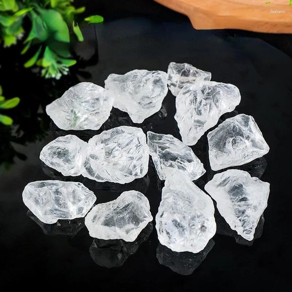 Estatuetas decorativas 100g 3-4cm de minério áspero de quartzo branco amostras minerais Mineral Energia Clear Crystal Óleo Cura de Pedra Gemitora