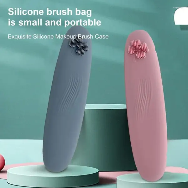 Depolama Kutuları Silikon Fırça Tutucu | Yumuşak Seyahat Makyaj Organizatör Çanta Kılıfı Kozmetik Koruma Tuvalet Silikon SM