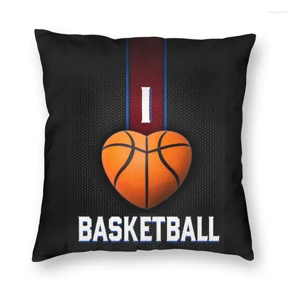 Kissen Ich liebe Basketball Metall Herz Cover Sofa Dekoration Square Throw Hülle 45x45cm