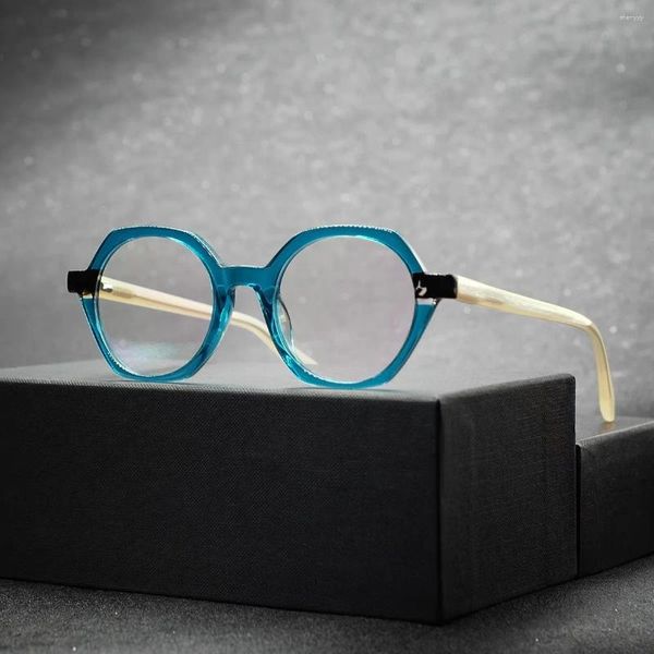 Óculos de sol Quadros de óculos redondos vintage para homens e mulheres acetato óptico faz receita médica