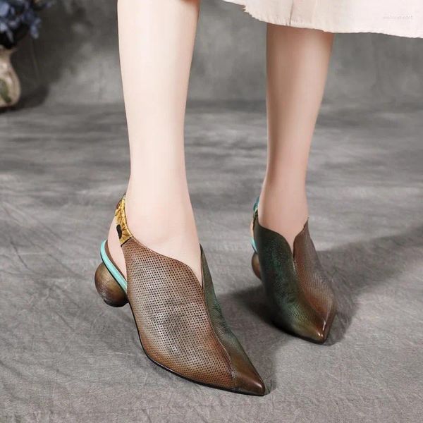 Scarpe eleganti birkuir grovini pompe con tallone alto per donne designer rotondo puntato in pelle vera donne in pelle sandali spessi da 5 cm