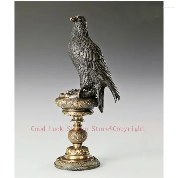 Estatuetas decorativas 39cm grande-sucesso na arte Sucesso auspicioso mascote Arábia Eagle Falcon Hawk estátua de escritório de estátua de escritório eficaz