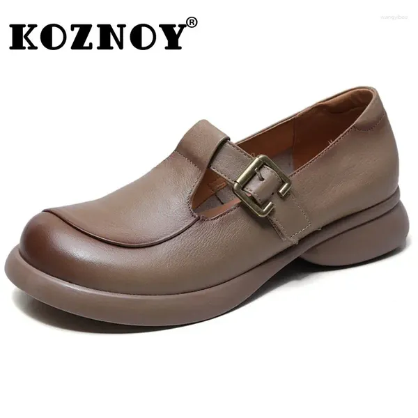 Lässige Schuhe Koznoy 3cm Ethnische natürliche Kuh echte Leder Sommer Comfy Women Weiche Flats Gummi atmungsable Haken Moccasins Frauen Retro Retro