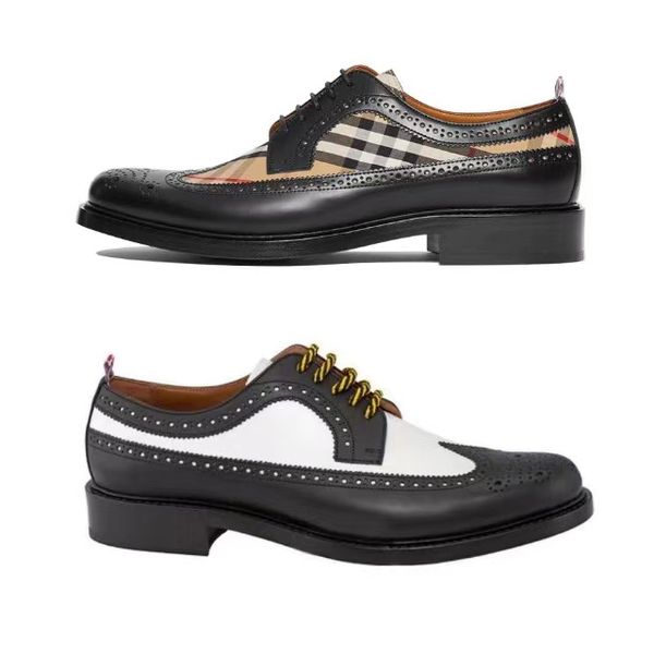 Lederdesigner-Kleidungsschuhe gemischte Farbe Weiß Luxus lässig Schuhe Retro weiche Kleidung Widerständiges Stickerei Männer Schuhe mit hohem Schnürscharben-Scarpe mit hoher Heel