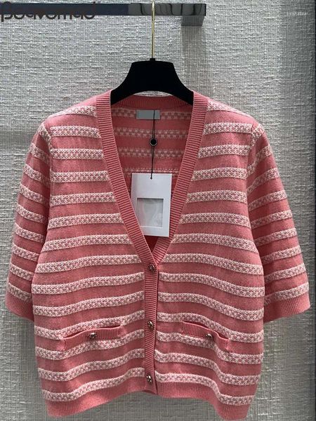 Malhas femininas baeromad designer de moda verão tricô de lã Cardigan V-deco