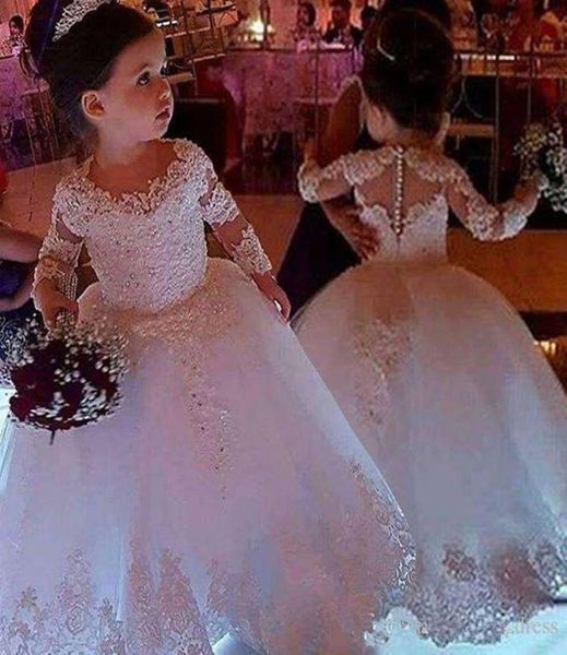 Vestidos de flor de flores espaguete de babados de mãos feitas de mão renda tutu vintage vestidos de bebê para comunhão boho wedding5178160