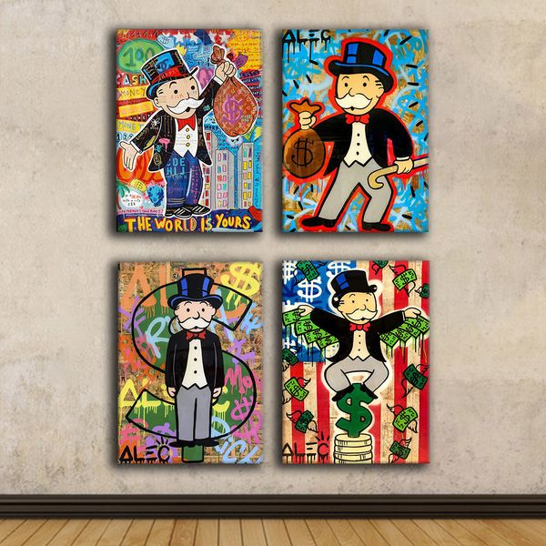 Alec Graffiti Wandkunst Pop Art Canvas Drucke Geld Street Art Gemälde abstrakte Kunstplakate moderne Wandbilder für Schlafzimmer Wohnzimmer Wohnzimmerdekoration