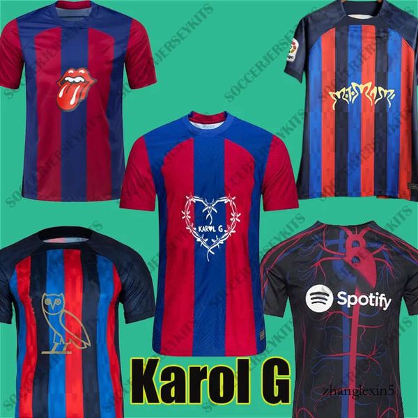 S Karol G Griselda Versão Joint Pedri Lewandowski Jersey de futebol Gavi Futbol Ferran Rosalia Camisa de futebol de barca Kit Kids Camiseta FC Barc 72