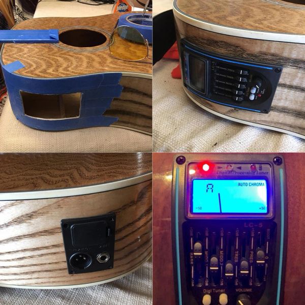 Kabel 5Band EQ Preamp Set Amplifier LCD Tuner Piezo Pickup Equalizer System für Gitarre