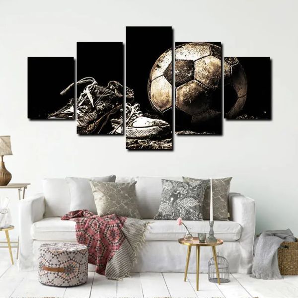 5 peças futebol canavs pintando pôsteres de futebol e impressões esportes imagens de parede para sala de estar decoração de parede de ginástica Cuadros sem moldura