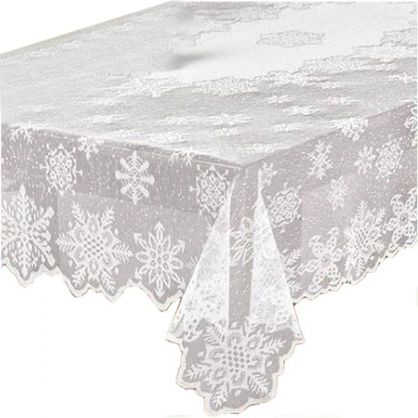 Tabela de mesa branca de Natal branco Floco de neve de neve Trepa de mesa retangular floral para festas de casamento chuveiros de bebê banquetes decoração de casa rústica 60 polegadas