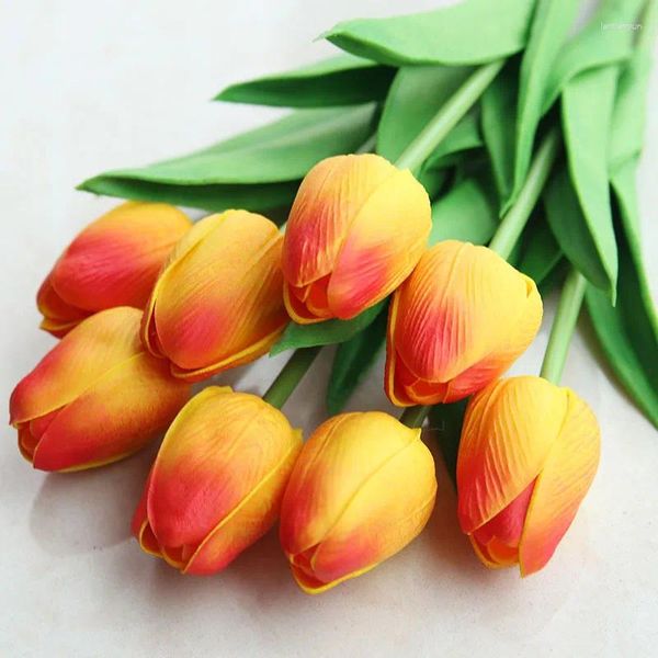 Fiori decorativi di alta qualità 1pcs bianco touch toulip tulip artificiale fiore bouquet decorazione della casa finta ghirlande da sposa