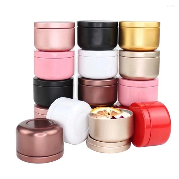 Depolama Şişeleri 20pcs Alüminyum Mum Tin 50ml Yuvarlak Konteynerler Kozmetik Kavanozlar Petrol Krem Tenceresi Boş Mühür Metal Seyahat edebilir