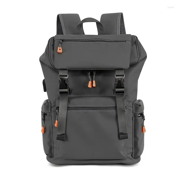 Backpack Men's Student School Sager de grande capacidade Mochilas Designer de viagens de computador USB Charging Port Mochila Nylon Bag