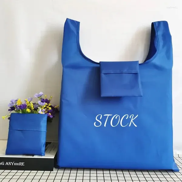 Embrulho de presente 500pcs/lote de logotipo personalizado por atacado de moda ecológica bolsa dobrável ripstop nylon sacolas reutilizáveis saco de compras poliéster de poliéster reutilizada