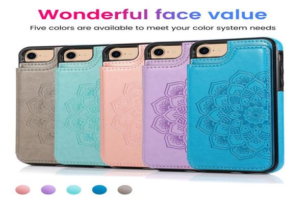 Custodie in pelle di moda per iPhone 12mini in rilievo mandala portafoglio telefonico Fit 12 11 Pro Max Cover8778580