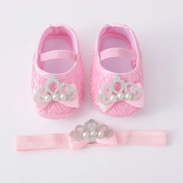 First Walkers Dollbling Crown Rosa Rinstones Baby Girl Scarpe Walker Set di fascia Sparkle Crystals Princess Shower Sh3