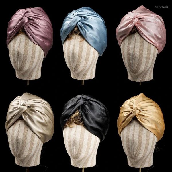 Beretti Donne Silky per il sonno extra grande sonno Capknotted Hair Protection Turban Night Hat Hast Elastic Wide Band Hijab Head