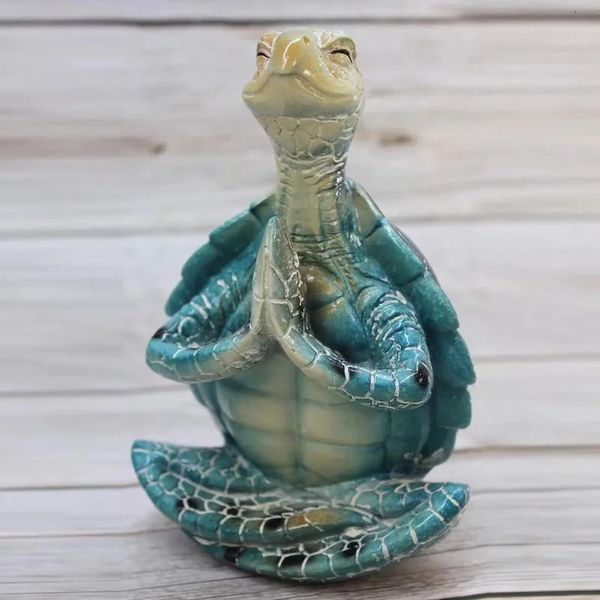 Figura di tartaruga marina Peacezza meditando le decorazioni delle statue di tartaruga marina per il Buddha Zen Yoga Frog Garden Statue Ornament per 240408