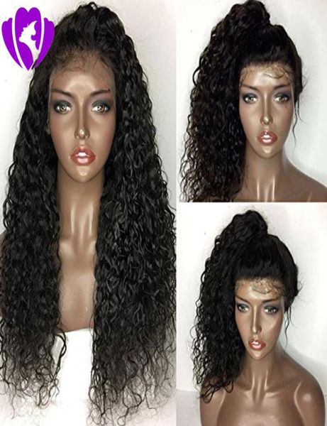 Ganze weiche natürliche, natürlich aussehende schwarze lange, versaute Curly Perücken brasilianische Full Spitze vordere Perücken synthetisches Haar für schwarze Frauen2294514