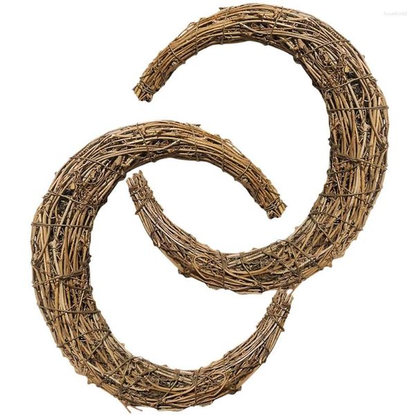 Flores decorativas 2 PCs Wreath Wreath Rattan Garland Greaths Wrinals da porta da frente da porta de ferro Lua para DIY