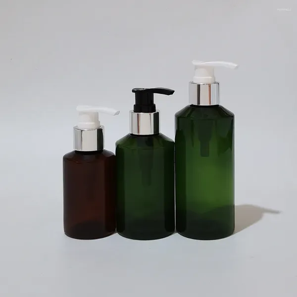 Garrafas de armazenamento 30pcs 100ml 150ml 200ml Green Brown Liquid Soap Bomba Contêiner para Lotion Cuidados Pessoal Silver Cosmetic Recipadores