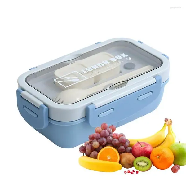 Dinnerwaren geteilte Lunchbox mit Gabelmahlzeit Vorbereitung Behälter Erwachsene Kinder Kleinkind Bento tragbarer sicherer PP Deckel und Löffel