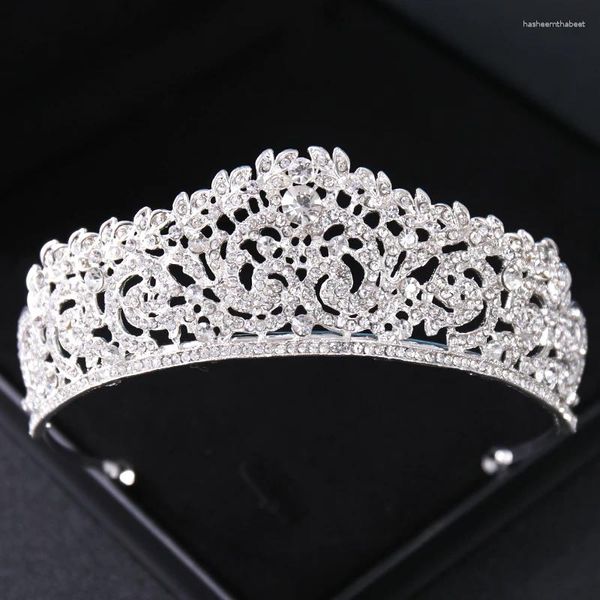 Saç klipleri gümüş renk kristal rhinestone tiaras ve taçlar prenses balo pageant diadem taç kadınlar için gelin düğün aksesuarları