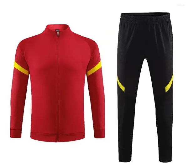 Running sets homens e crianças esportes set menino fãs vermelhos fãs meio zíper treinamento para vestir jogos jerseys kit de futebol calças Tops