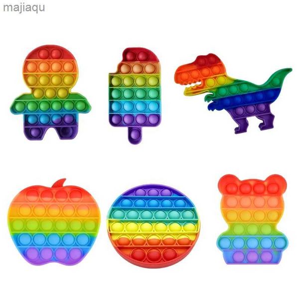 Decompressione giocattolo arcobaleno giocattoli pop push toys sensoriale giocattoli divertenti di dinosauro autismo ha bisogno