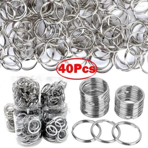 Keychains 4pcs Silber plattiert Metallschlüsselkettenring Split Keyfob Schlüsselhalter Ringe für Frauen Männer DIY Accessoires Großhandel