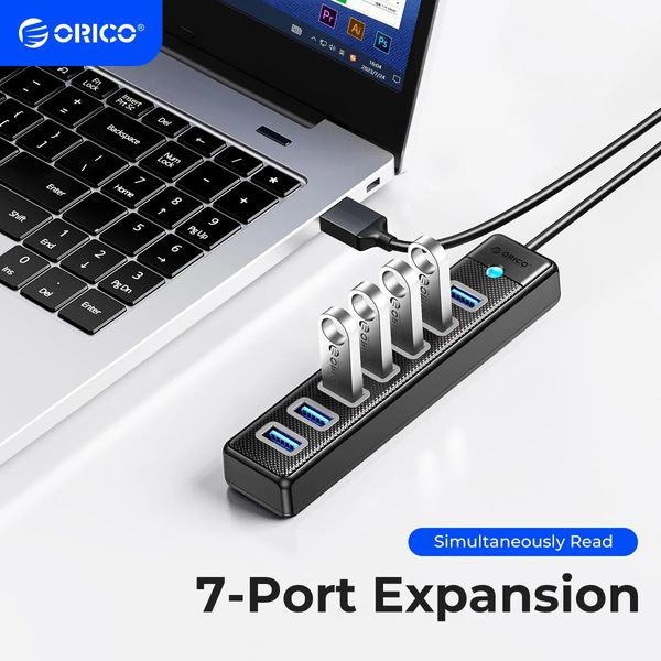 USB 3.0 Hub 7ports Splitter Hochgeschwindigkeitsübertragung Typ C Hub Laptop Expansion Computerzubehör 240314