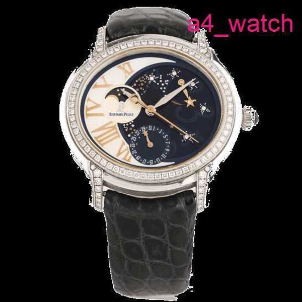 AP Machinery Army Watch Millennium Serie Automatische Maschinerie 18K Weißgold Diamond Damen Luxus Freizeitgeschäft Swiss Watch 77315BC.D.D007SU.01