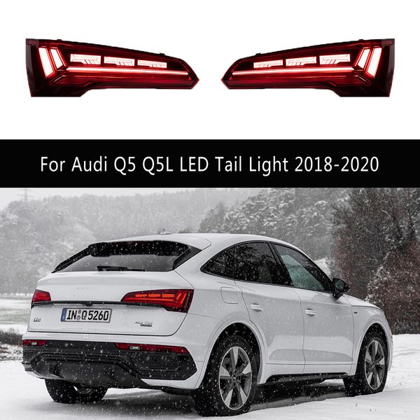 Luzes traseiras de lâmpadas traseiras de estilo de carro Conjunto para Audi Q5 Q5L Luz traseira LED 18-20 Sinal de giro Luzes de freio em execução