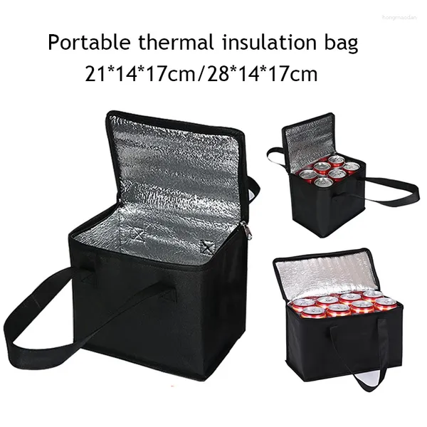 Bolsas de armazenamento Black Thermal Lunch Saco de alimentos frios portáteis Camping Bento para Kid Bolsas de piquenique de grande capacidade