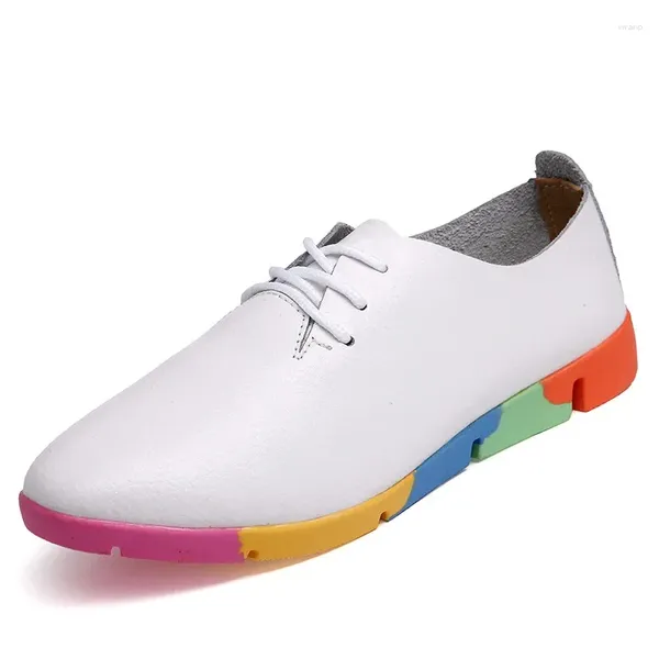 Lässige Schuhe für Frauen Mutter Damen Flats Laafer Kuh echtes Leder weich bequeme Schnürschuhe plus Größe 35-44