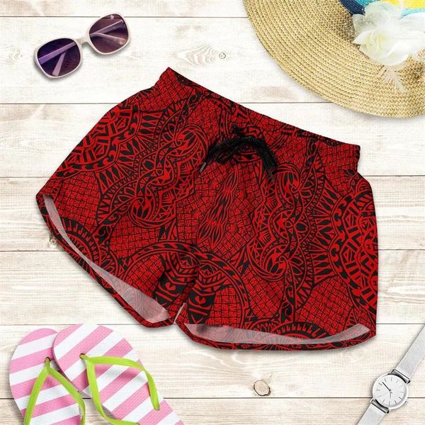 Herren-Shorts Hawaii Beach Frauen Red Polynesian Tribal Girls Multi-Stil-Schwimmstuben-Fitnessstudio-Eisblumenbrett Kurzhose Multi-Stil