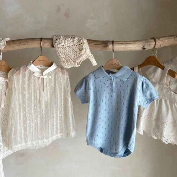 6595b Baby Kleidung gestrickt BodySuit Sommer Korean Fashion Sale Girl Baby Kleidung Stricke Kletterkleidung 240411