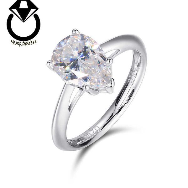 Anello di fidanzamento di lusso argento 925 8mm 2ct taglio a pera vvs anello nuziale di diamanti moissanite per donne