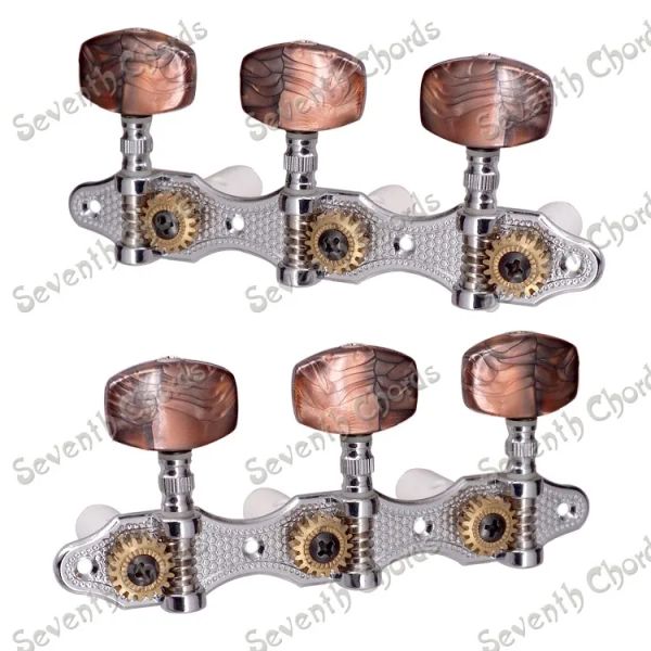 Cabos A Set Coffee Large Square Button Classical Guitar String String Tuners Tuning Peg Machine Heads Razão de engrenagem 1 18