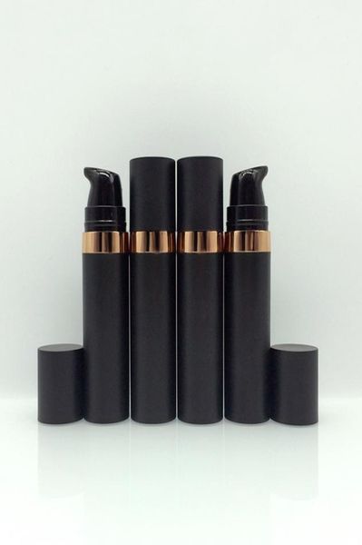 15ml Fosco preto de plástico de plástico sem ar garrafa de viagem Tamanho Recipientes cosméticos recarregáveis para loção creme para os olhos Essência facial clea7486214