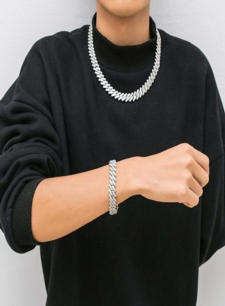 Moda Hip Hop Colar Men Bracelet Designer Chain Chain de link cubano de 14 mm real Rapper Real Gold Plating