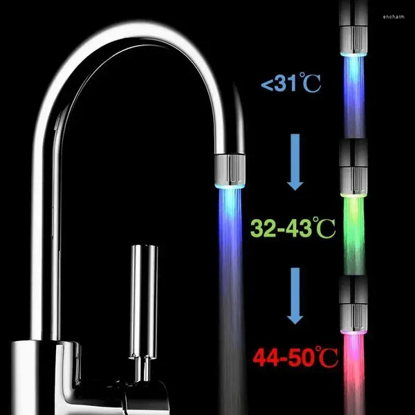 Mutfak Muslukları Sıcaklık Kontrollü LED musluk Işık Sıcaklık Sensörü Akıllı Su Dokunma Moza Adaptörlü Pil gerekmez