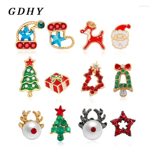 Orecchini per borchie gdhy carine natalizia rendeer elk santa stock star e regalo di colore dei Chrismas color alberi