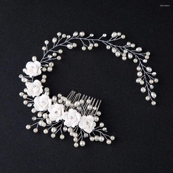 Haarklammern Ornamente Hochzeit Schmuck Stift Kamm Kopfschmuck POGROFOR TOUL PEARL Kristall Braut Haarband Tiare Kronblume Blume