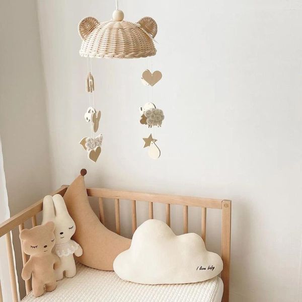 Wandteppiche Ins Rattan gewebtes Bett Glocke Wind Chime Baby Komfort Spielzeugzelt Kinderzimmer Kunstdekoration Cartoon Tierwand Hanging