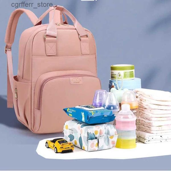 Windelbeutel Neue Multifunktionale Mama -Tasche nasses und trockener Trennung Mutter und Babybeutel Milchspeicher und Isolationsbeutel große Kapazität zurück L410