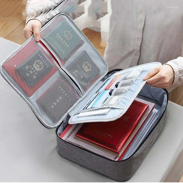 Aufbewahrungstaschen Dokument Organizer Aktentasche A4 Ordnerhalter Herren Frauenbeutelabdeckung Passport Passport Home Safe Funktionsdatei Hülle