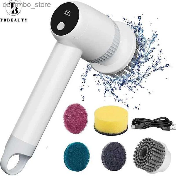 Pennello per pulizia a corda senza spinta elettrico Scrubber scrubber pulizia a LED PRESENT Display Schermo della doccia per lavello per piastrelle L49 L49