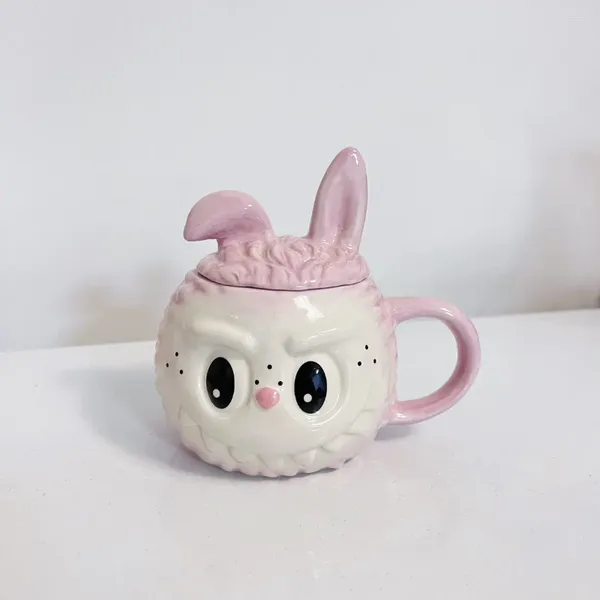 Canecas cartoon xícara de cerâmica 3d criativo labubu caneca pão leite de leite de leite de café em casa bebidas crianças presentes